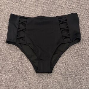 Shade & Shore Black High-Waisted Bikini Bottom